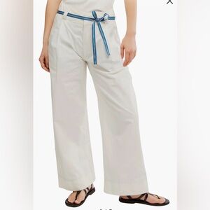 Free People Buckle Belt Cotton WIde Leg Pants NEW $148 size 12 SUMMER